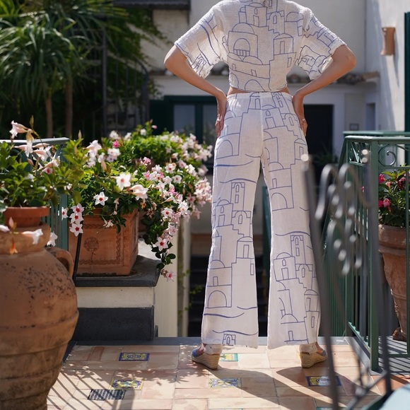 Trousers Posaposa Santorini Outline Embroidered Pants - Picture 3 of 16